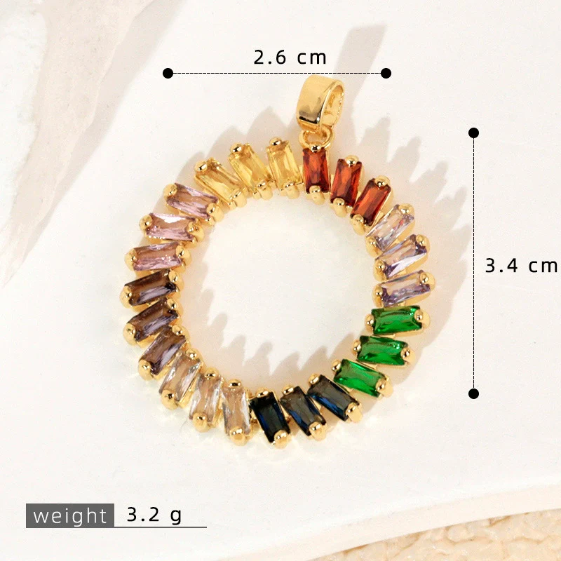 Wholesale Jewelry Geometric Copper Microinlaid Color Zirconium Electroplated Pendant For Women - Image 6