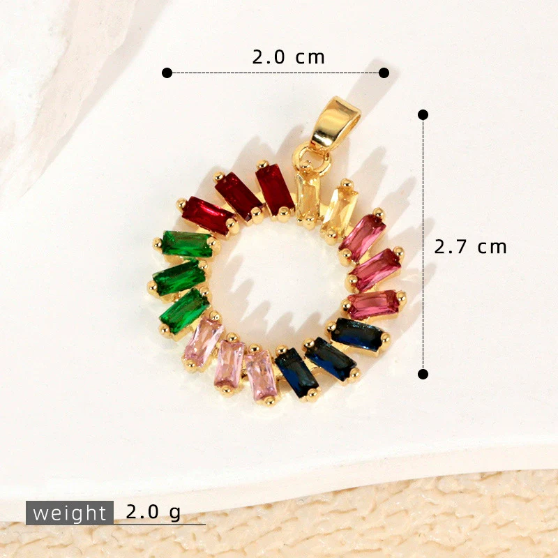 Wholesale Jewelry Geometric Copper Microinlaid Color Zirconium Electroplated Pendant For Women - Image 7