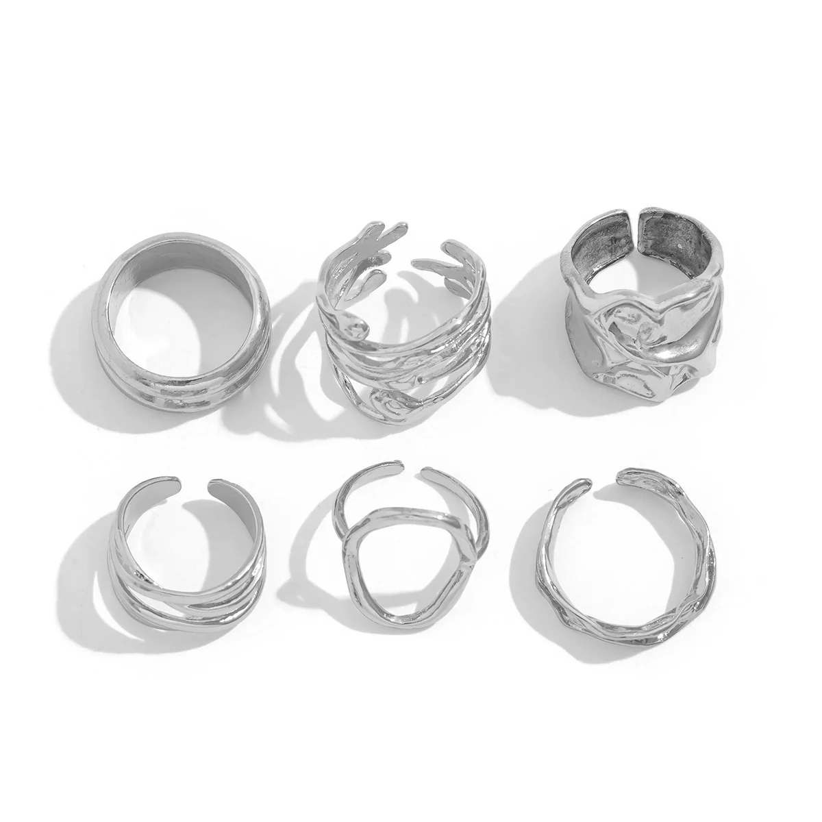 Wholesale Jewelry Geometric Hollow Irregular Zinc Alloy Ring With Electroplating For Women - Image 5