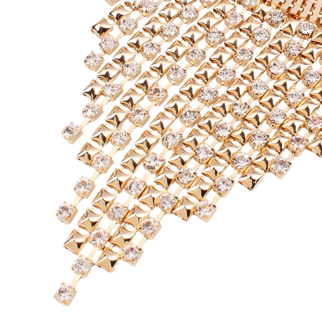 Wholesale Jewelry Geometric Multi Layer Tassel Alloy Diamond Necklace Earrings Collar - Image 4