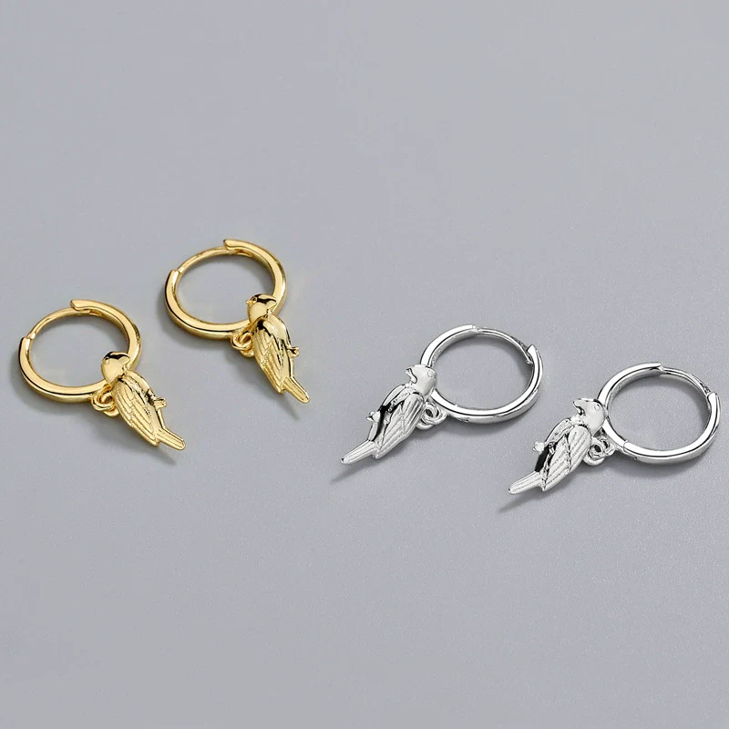 Wholesale Jewelry Geometric S925 Sterling Silver Bird Ear Buckle Earrings