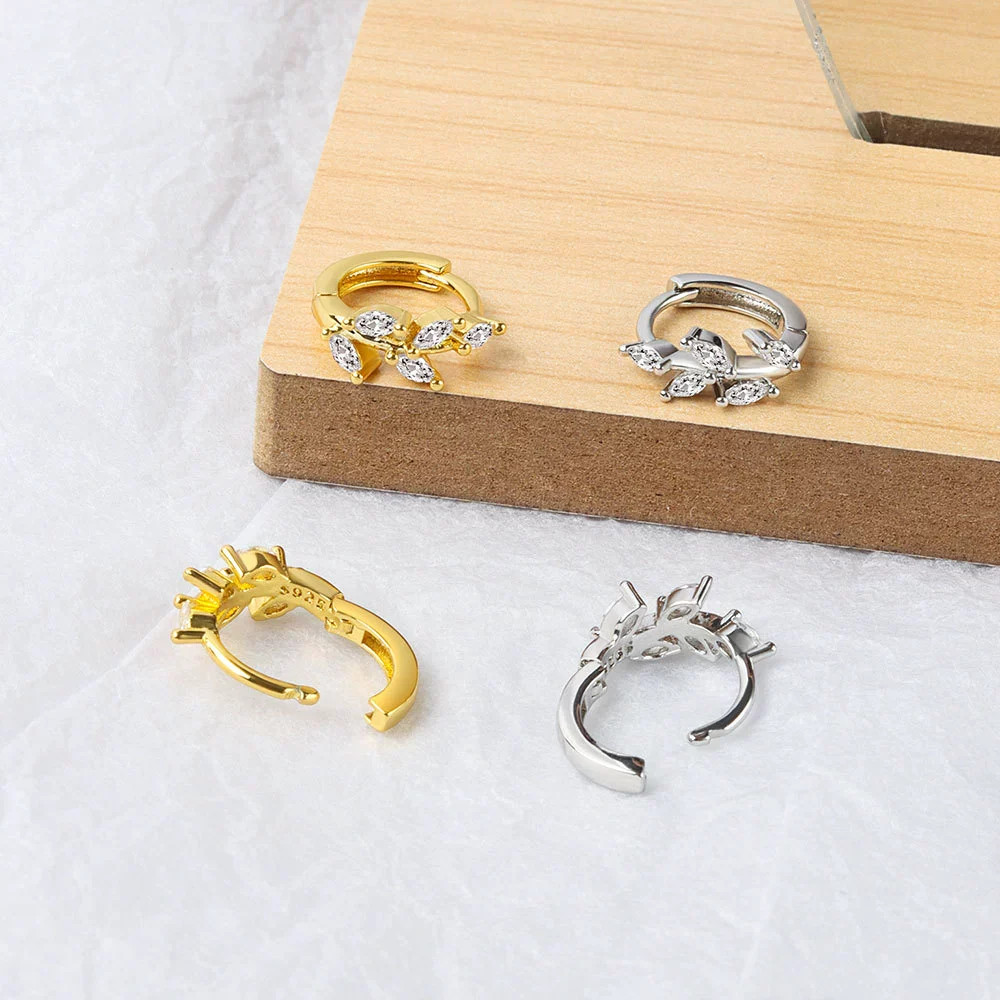 Wholesale Jewelry Geometric S925 Sterling Silver Electroplated Horse Eye Stone Ear Buckle Earrings - Image 4