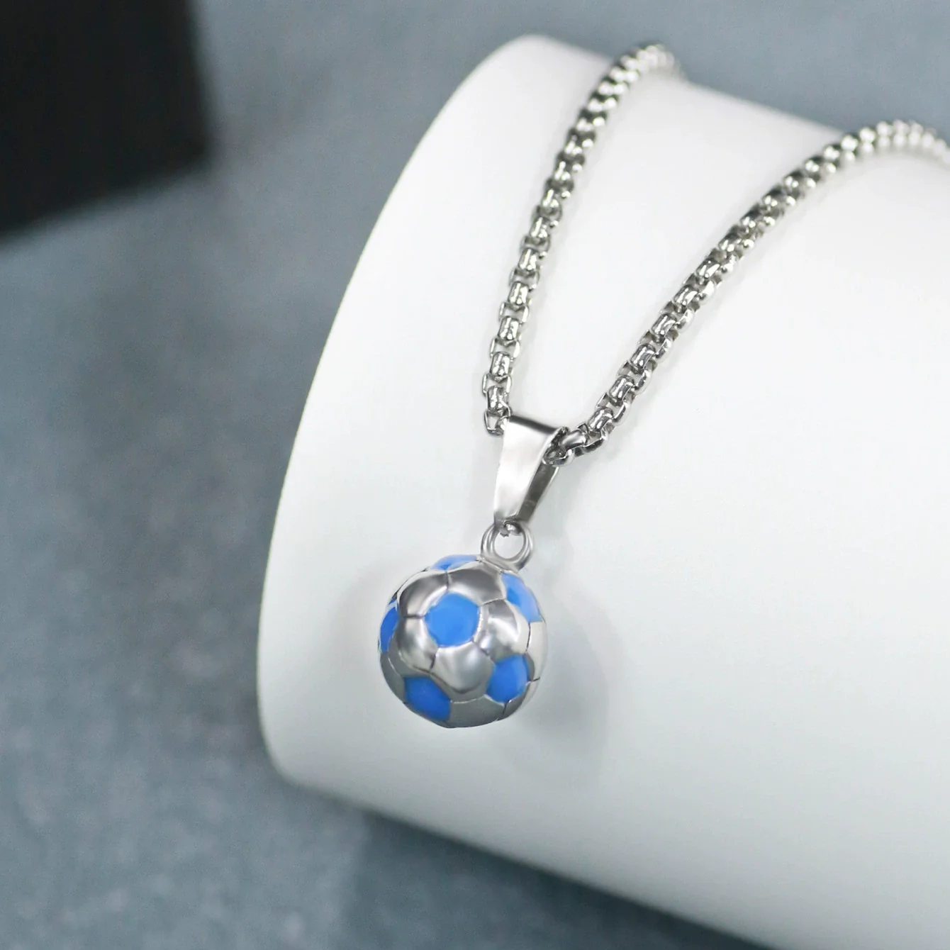 Wholesale Jewelry Geometric Stainless Steel Football World Cup Pendant Dripping Oil Ochain Necklace Unisex - Image 15