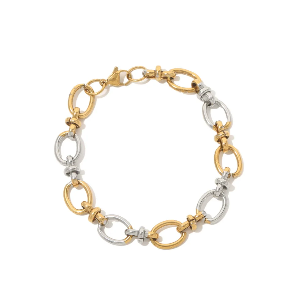 Wholesale Jewelry Geometric Stainless Steel Multichain Mixed Electroplated Unisex Bracelet - Image 6