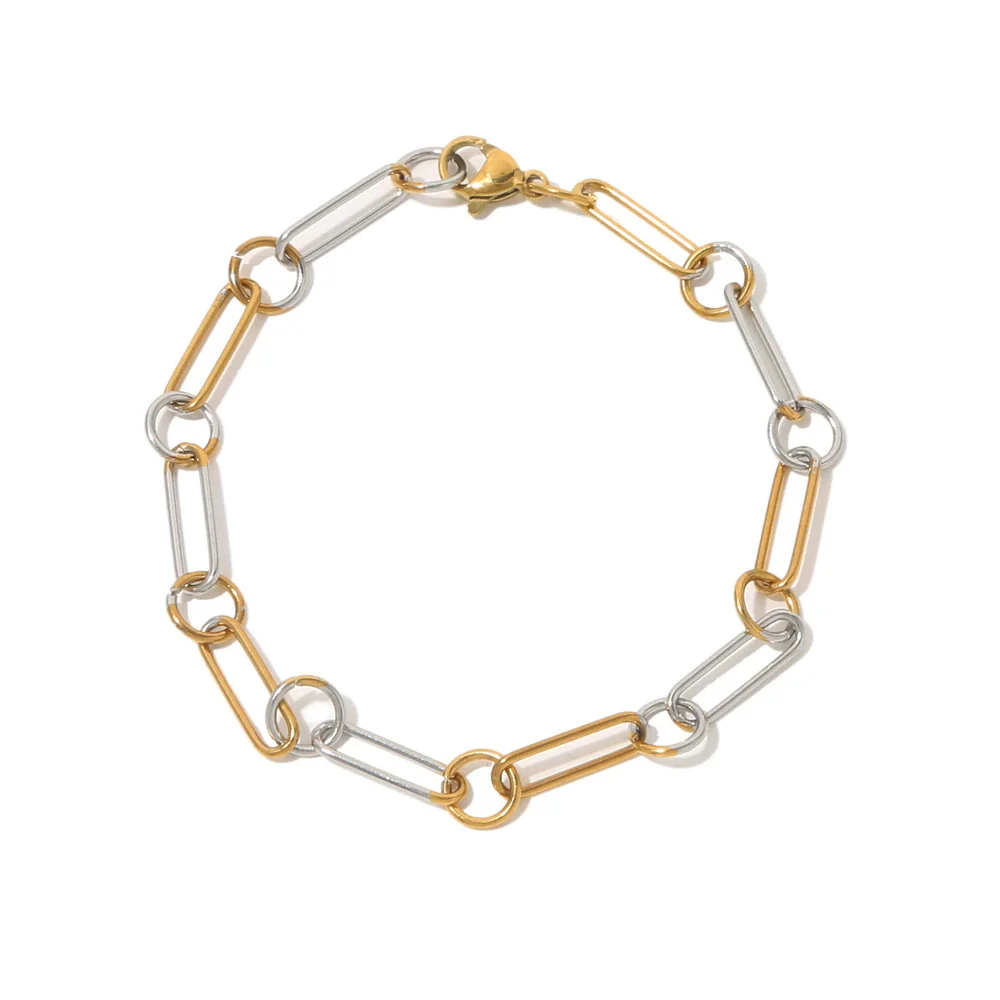 Wholesale Jewelry Geometric Stainless Steel Multichain Mixed Electroplated Unisex Bracelet - Image 7