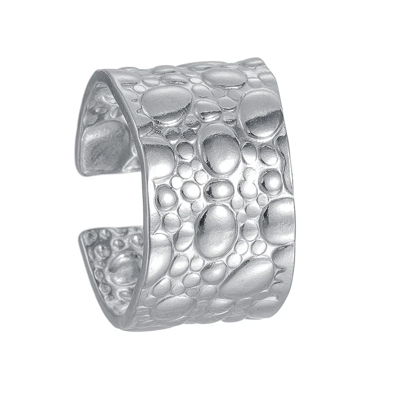 Wholesale Jewelry Geometric Stainless Steel Oil Pressure Three Dimensional Opening Ring With Electroplating - Image 4