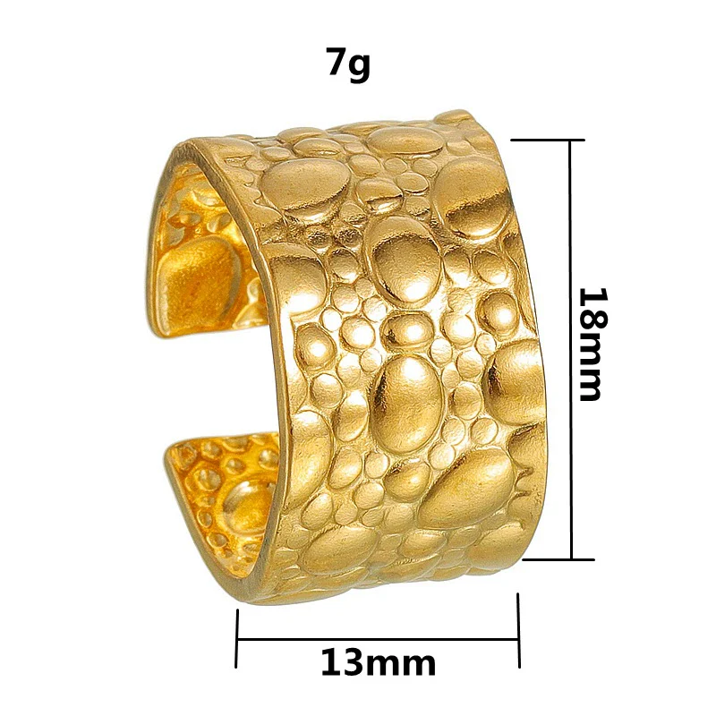 Wholesale Jewelry Geometric Stainless Steel Oil Pressure Three Dimensional Opening Ring With Electroplating - Image 5