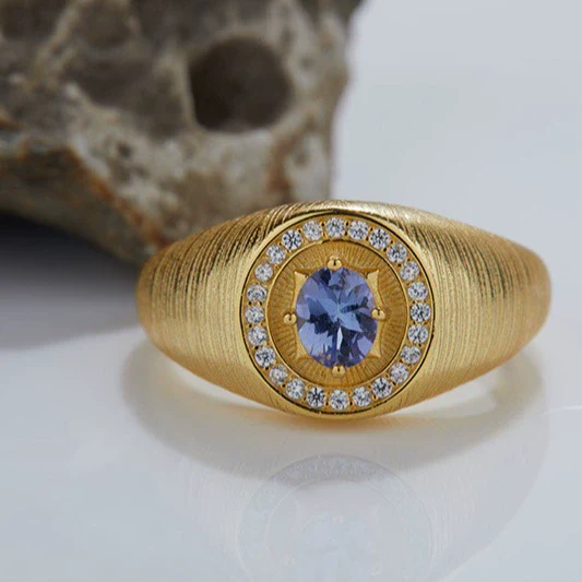Wholesale Jewelry Geometric Style Tanzanite Open Ring S925 Sterling Silver Inlaid With Zircon - Image 2
