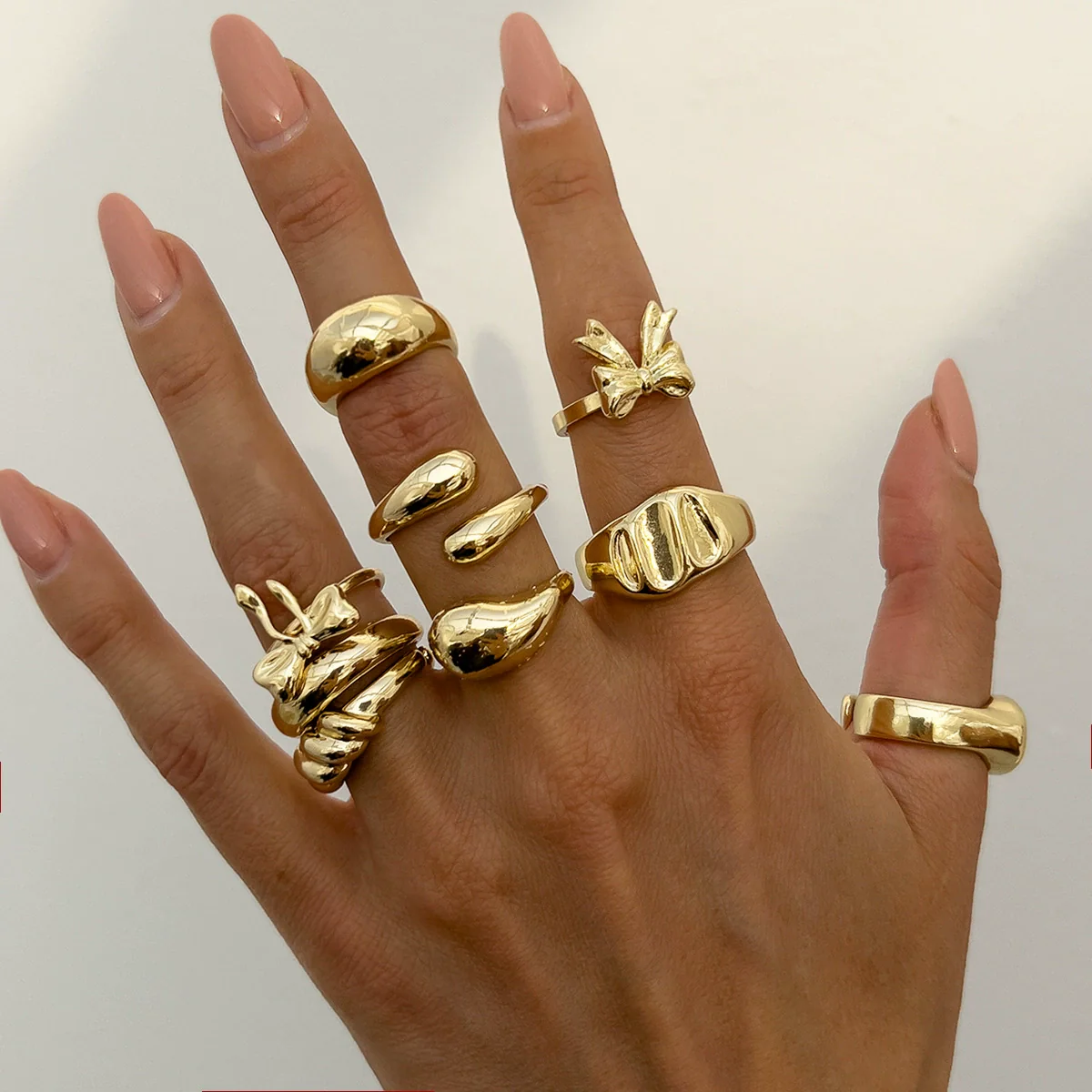 Wholesale Jewelry Geometric Three Dimensional Cross Opening Zinc Alloy Ring With Electroplating For Women - Image 12