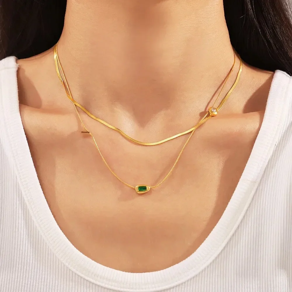 Wholesale Jewelry Geometric Titanium Steel 18K Gold Plated Pendant Clavicle Chain For Women Niche Style - Image 4