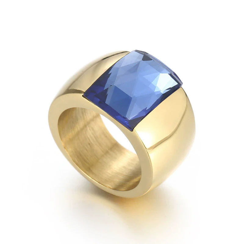 Wholesale Jewelry Geometric Titanium Steel Electroplated Multicolor Personality Ladies Wide Ring - Image 10