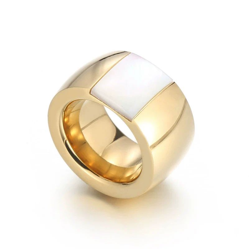 Wholesale Jewelry Geometric Titanium Steel Electroplated Multicolor Personality Ladies Wide Ring - Image 13