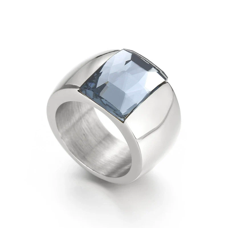 Wholesale Jewelry Geometric Titanium Steel Electroplated Multicolor Personality Ladies Wide Ring - Image 15