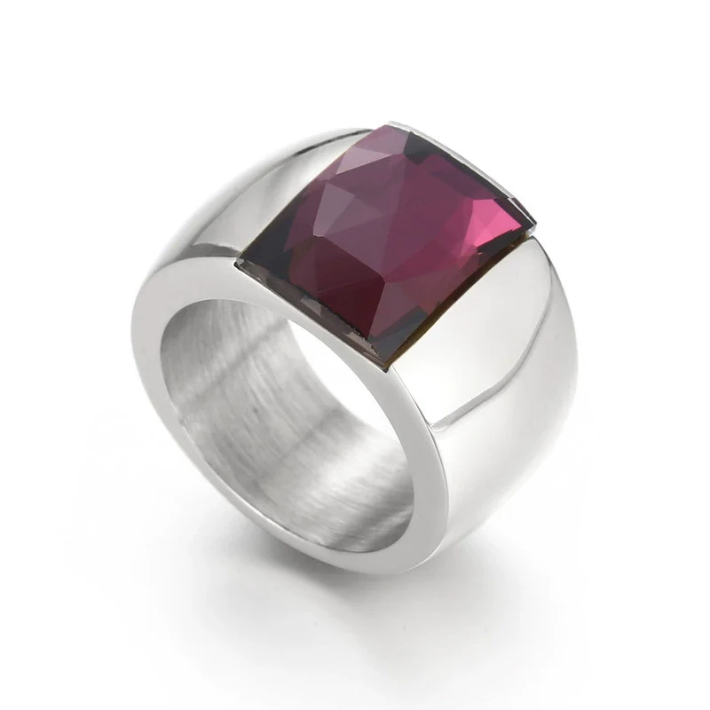 Wholesale Jewelry Geometric Titanium Steel Electroplated Multicolor Personality Ladies Wide Ring - Image 16