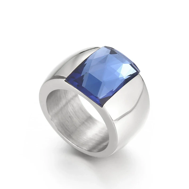 Wholesale Jewelry Geometric Titanium Steel Electroplated Multicolor Personality Ladies Wide Ring - Image 20