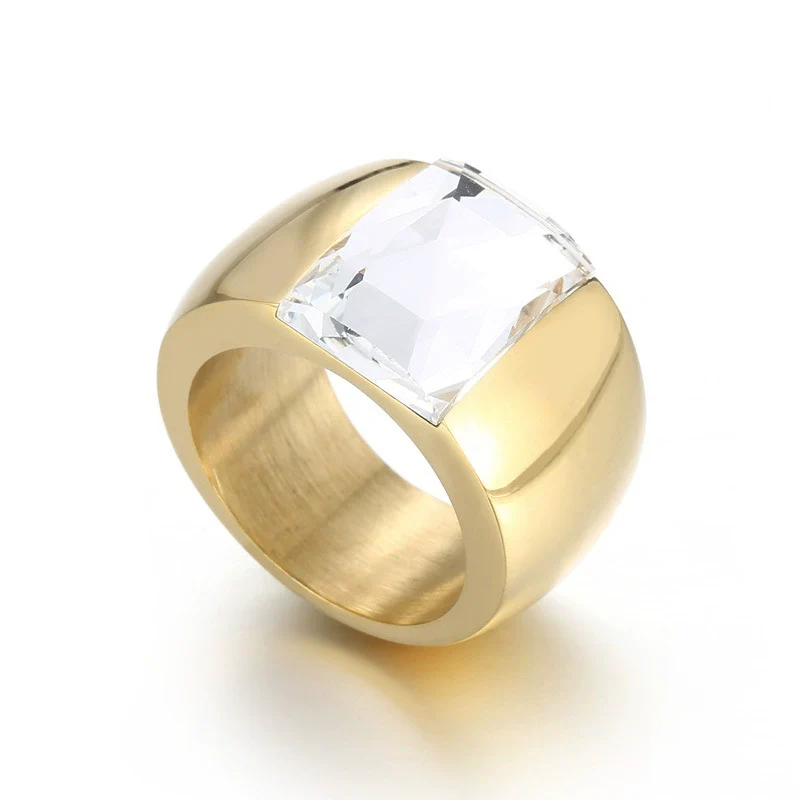 Wholesale Jewelry Geometric Titanium Steel Electroplated Multicolor Personality Ladies Wide Ring - Image 5