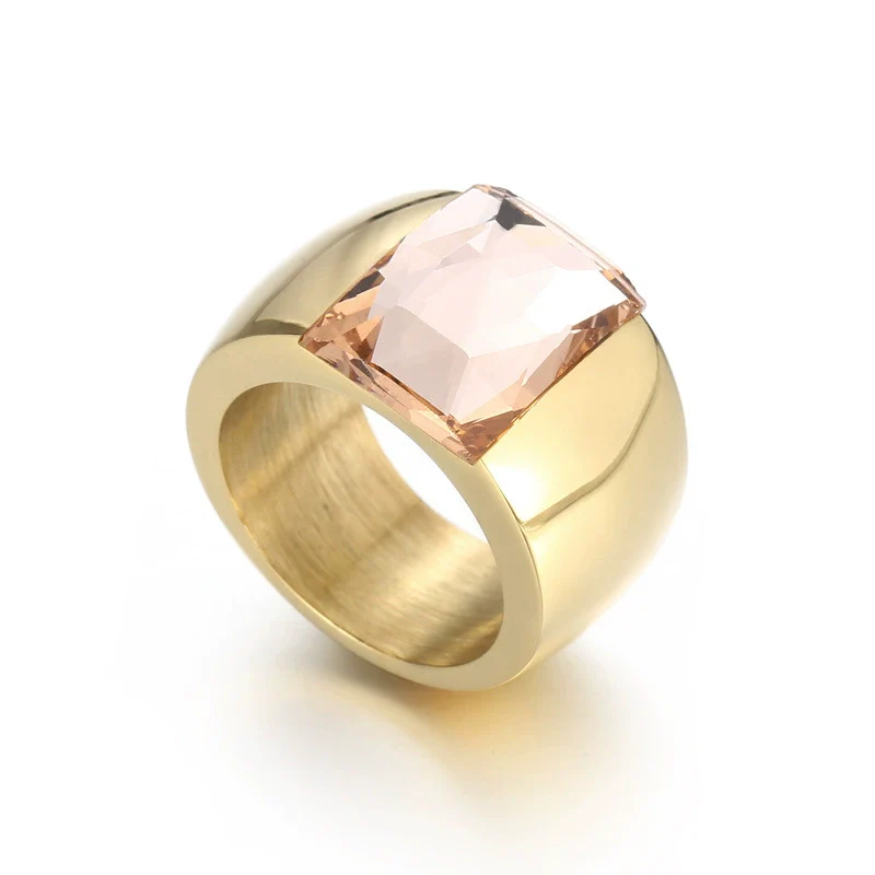 Wholesale Jewelry Geometric Titanium Steel Electroplated Multicolor Personality Ladies Wide Ring - Image 7