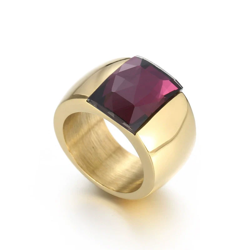 Wholesale Jewelry Geometric Titanium Steel Electroplated Multicolor Personality Ladies Wide Ring - Image 8