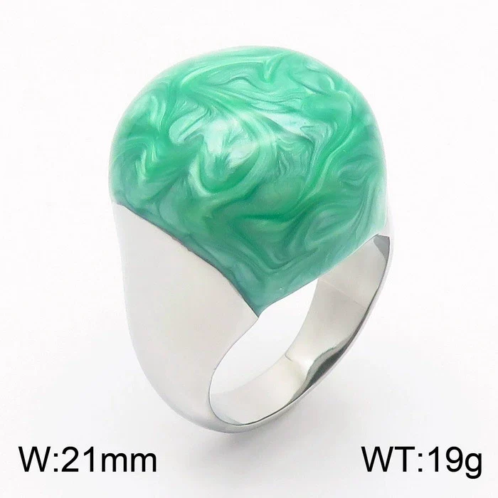 Wholesale Jewelry Geometric Titanium Steel Ring And Bracelet With Enamel Drop Glaze And Electroplating - Image 15