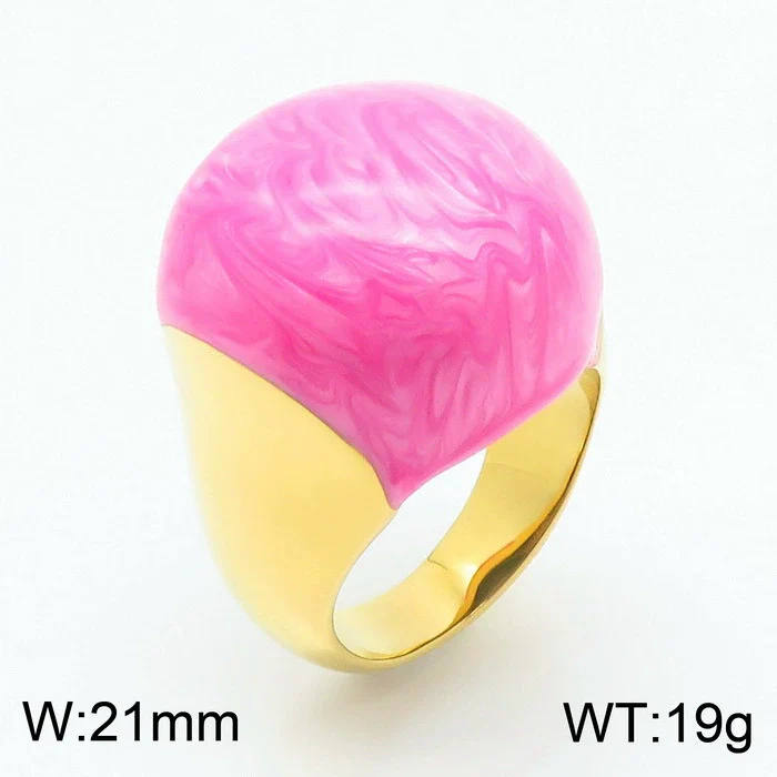 Wholesale Jewelry Geometric Titanium Steel Ring And Bracelet With Enamel Drop Glaze And Electroplating - Image 7