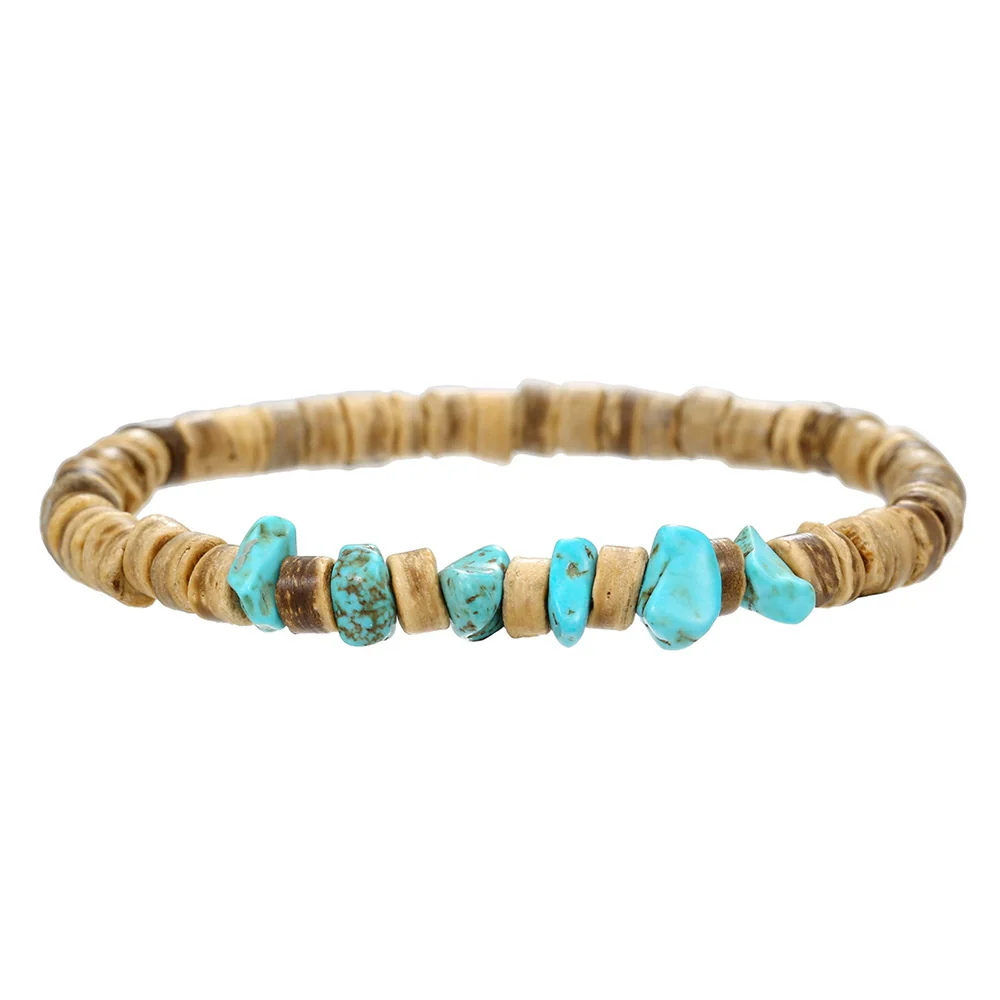 Wholesale Jewelry Geometric Wooden Beads Turquoise Coconut Shell Handmade Unisex Bracelet - Image 36