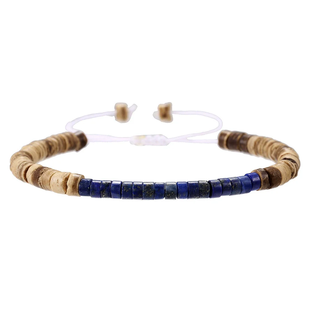 Wholesale Jewelry Geometric Wooden Beads Turquoise Coconut Shell Handmade Unisex Bracelet - Image 38