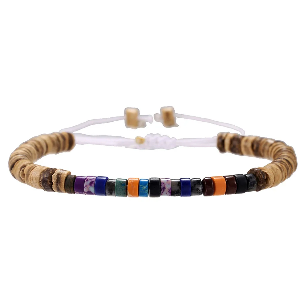 Wholesale Jewelry Geometric Wooden Beads Turquoise Coconut Shell Handmade Unisex Bracelet - Image 39