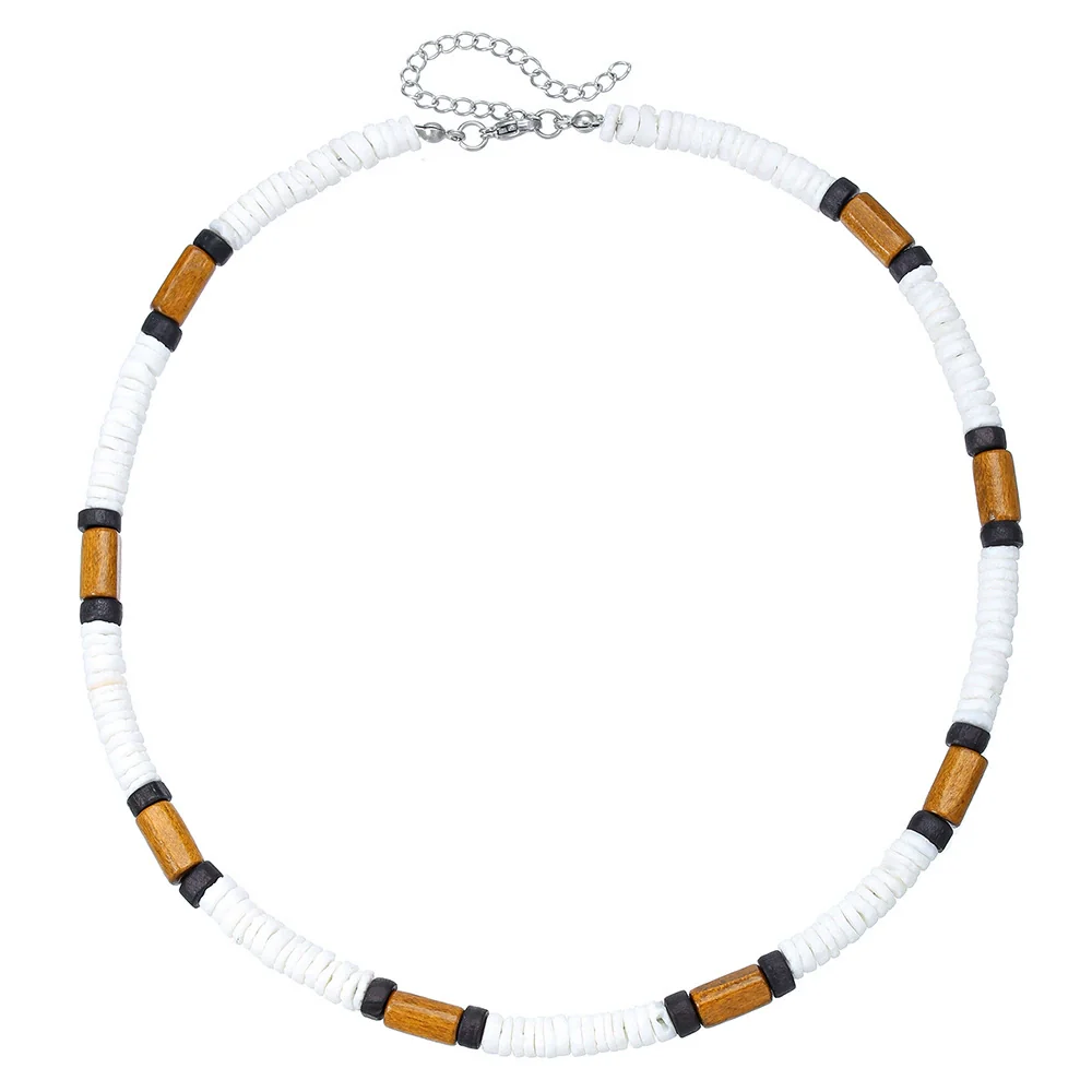 Wholesale Jewelry Geometric Wooden Shell Stainless Steel Handmade O Chain Necklace Unisex Hiphop Style - Image 5