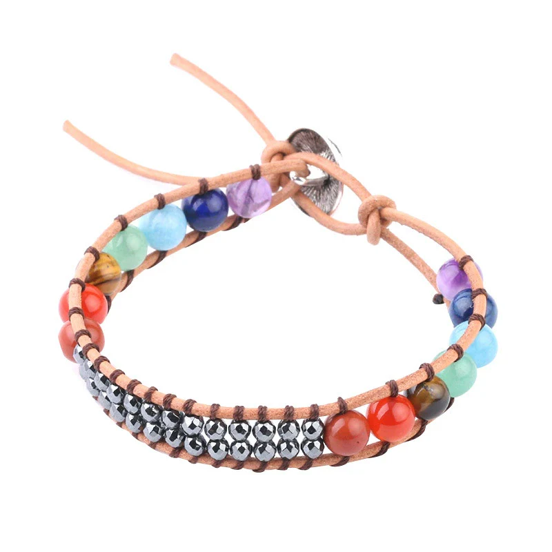 Wholesale Jewelry Handwoven Silver Buckle Natural Crystal Semiprecious Stone Minimalist Unisex Bracelet - Image 4