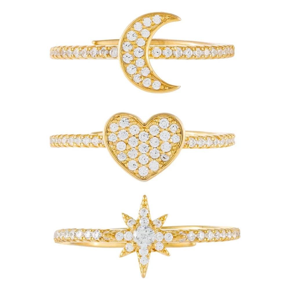 Wholesale Jewelry Heart Geometric Brass Real Gold Plated Zircon Ring Bracelet For Women - Image 5