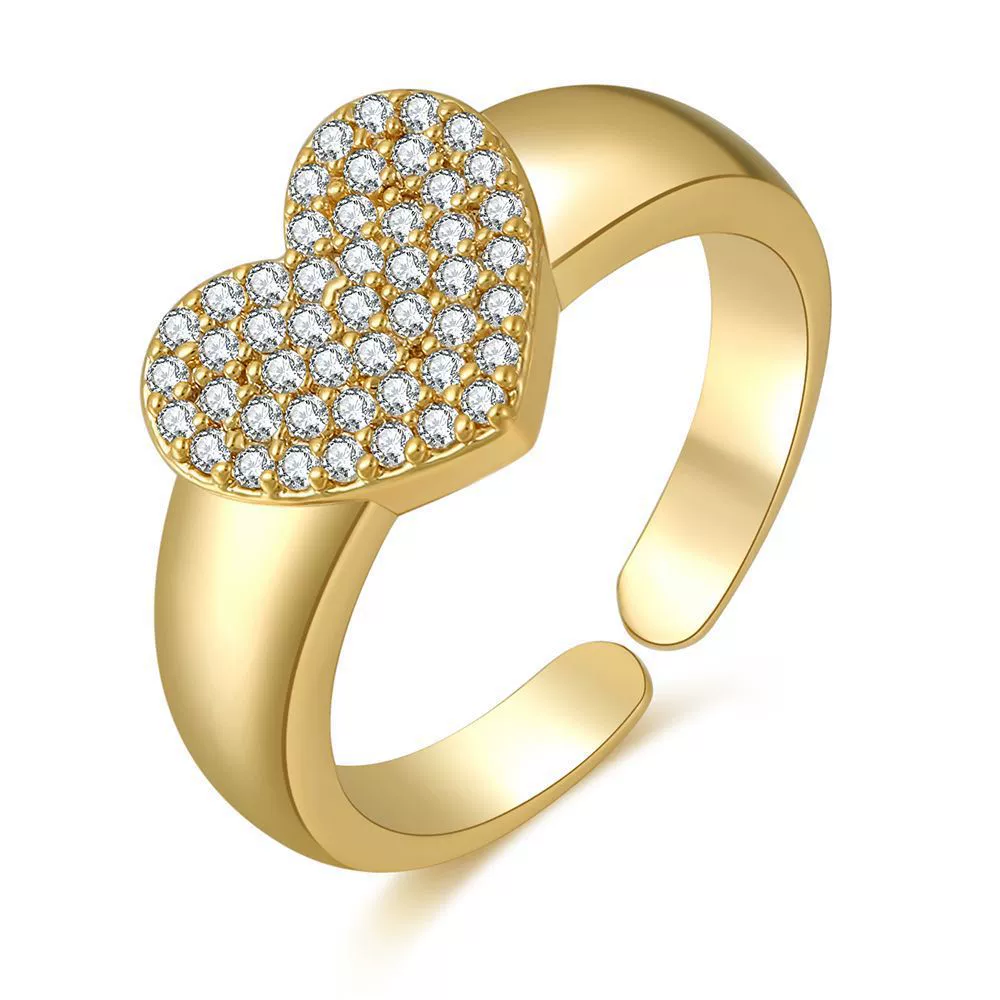 Wholesale Jewelry Heart Geometric Brass Real Gold Plated Zircon Ring Bracelet For Women - Image 9