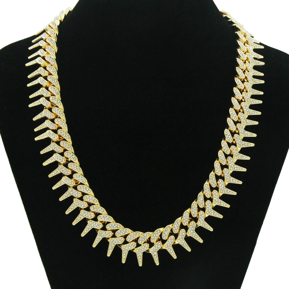 Wholesale Jewelry Hip Hop Exaggerated Diamond Geometric Alloy Cuban Chain Men's Necklace