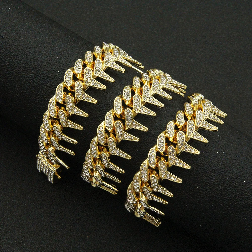 Wholesale Jewelry Hip Hop Exaggerated Diamond Geometric Alloy Cuban Chain Men's Necklace - Image 2