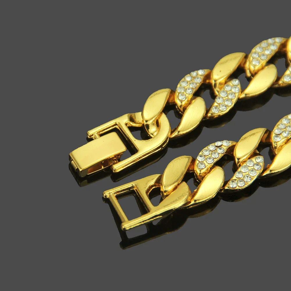 Wholesale Jewelry Hip Hop Style Alloy Geometric Electroplated Unisex Diamond Cuban Chain Bracelet - Image 3