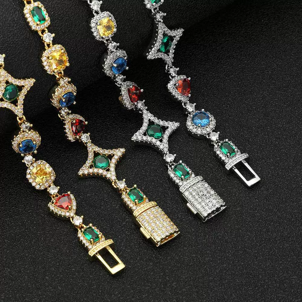 Wholesale Jewelry Hip Hop Style Geometric Copper Zirconia Chain Necklace - Image 4