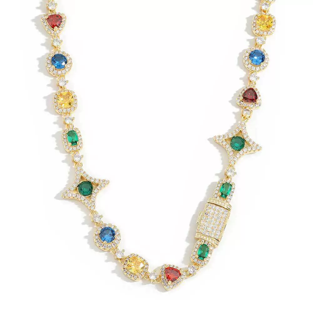 Wholesale Jewelry Hip Hop Style Geometric Copper Zirconia Chain Necklace - Image 5