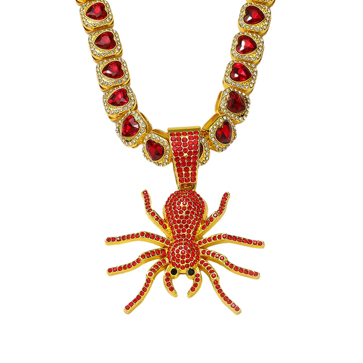 Wholesale Jewelry Hip Hop Style Zinc Alloy Spider Pendant Cuban Chain Necklace