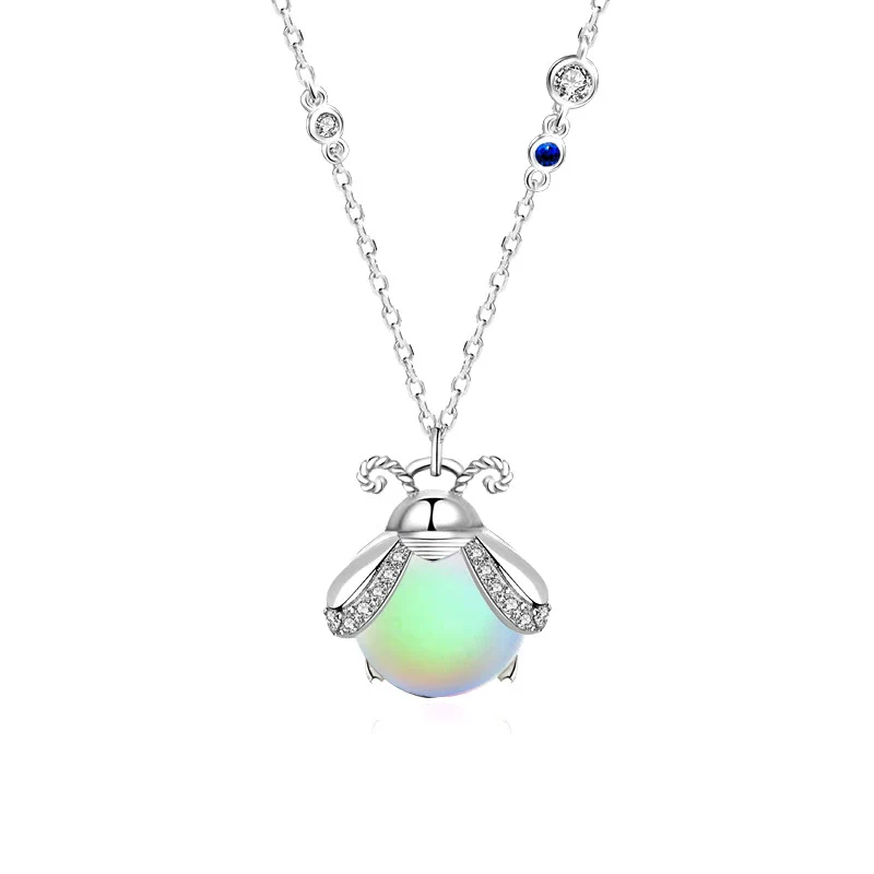 Wholesale Jewelry Insects Geometric Mori Style Moonstone 925 Sterling Silver Pendant Necklace - Image 5