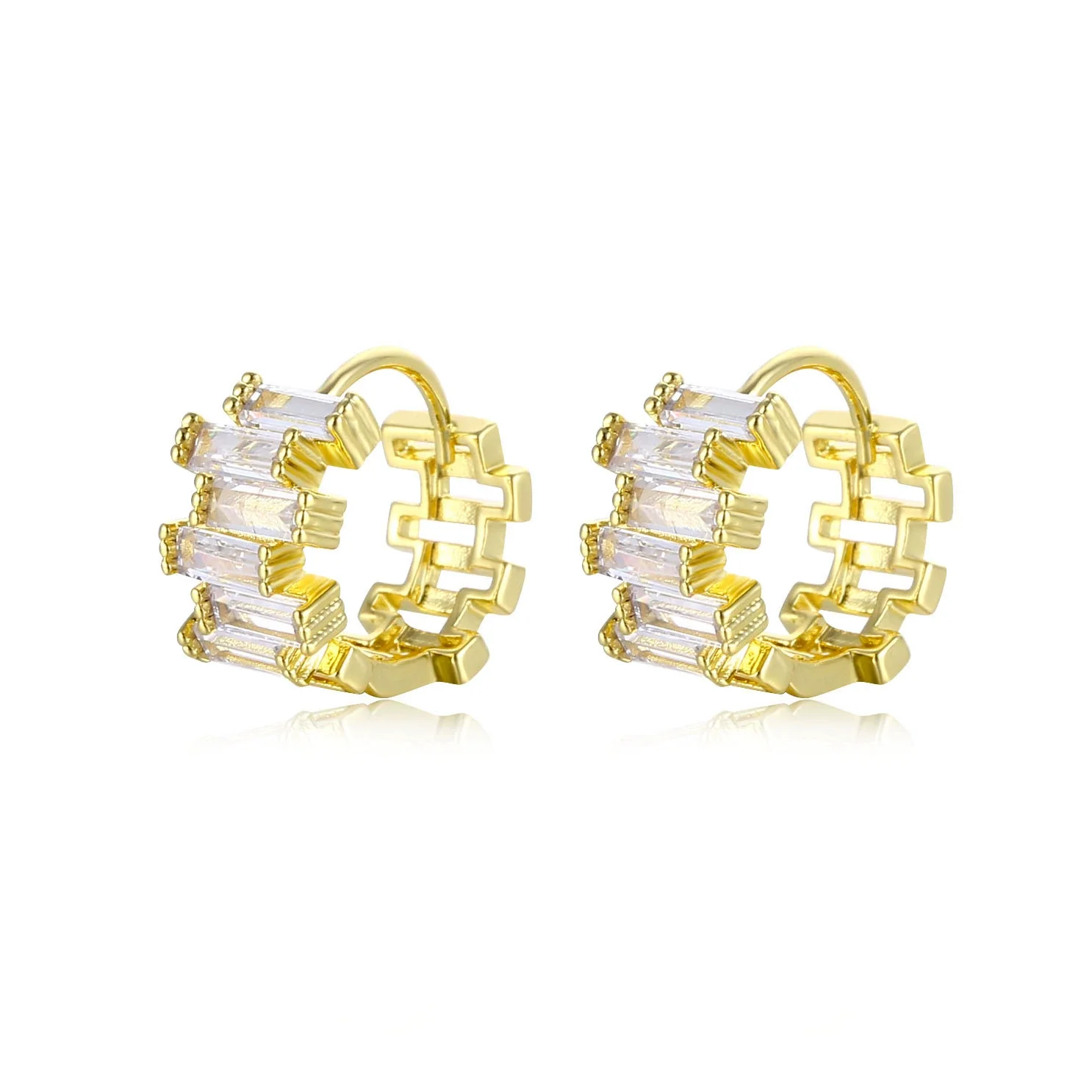 Wholesale Jewelry Irregular Zircon Ear Buckle Earrings Environmental Protection Copper Geometric Style