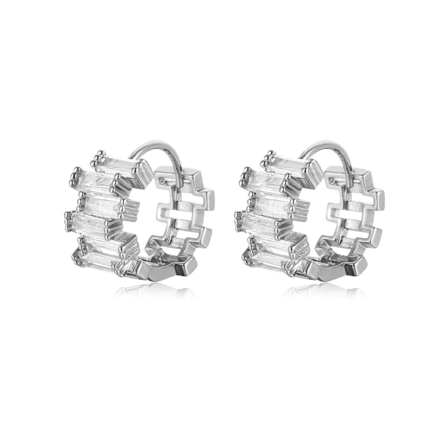 Wholesale Jewelry Irregular Zircon Ear Buckle Earrings Environmental Protection Copper Geometric Style - Image 5