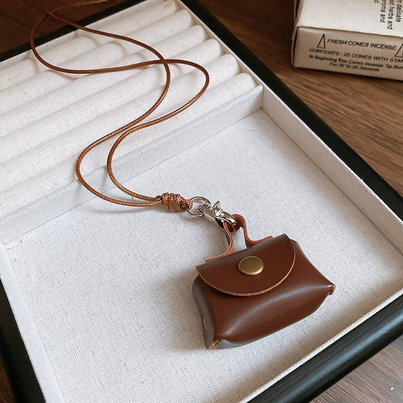 Wholesale Jewelry Leather Geometric Hand Knitted Croissant Smiley Face Bread Pendant Clavicle Chain - Image 15