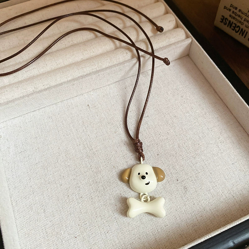 Wholesale Jewelry Leather Geometric Hand Knitted Croissant Smiley Face Bread Pendant Clavicle Chain - Image 21