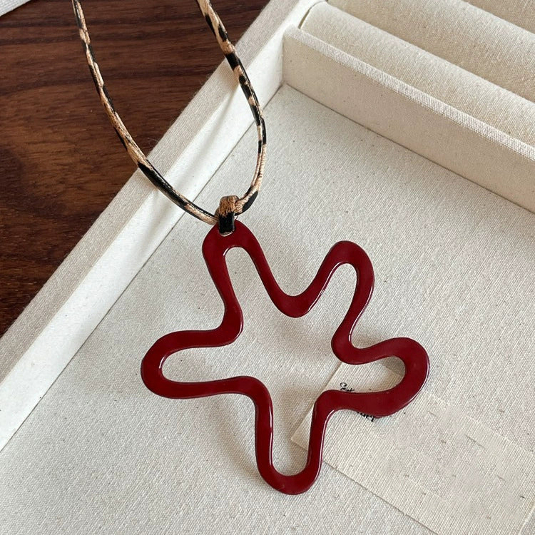 Wholesale Jewelry Leather Geometric Hand Knitted Croissant Smiley Face Bread Pendant Clavicle Chain - Image 7