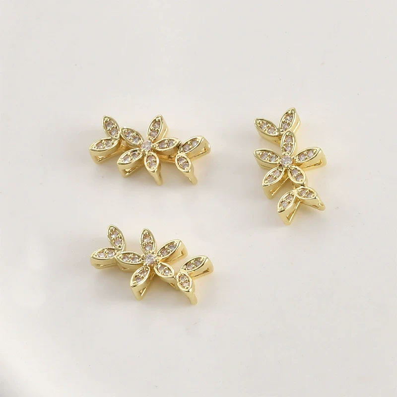 Wholesale Jewelry Leaves Zircon Flower Pendant Copper Electroplated Handmade Bracelet Necklace Accessories - Image 6