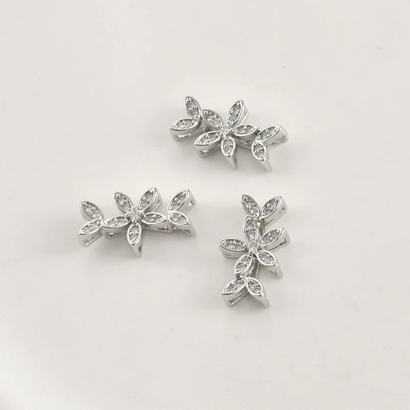 Wholesale Jewelry Leaves Zircon Flower Pendant Copper Electroplated Handmade Bracelet Necklace Accessories - Image 7