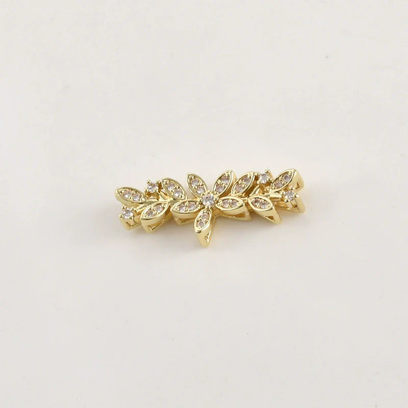 Wholesale Jewelry Leaves Zircon Flower Pendant Copper Electroplated Handmade Bracelet Necklace Accessories - Image 8