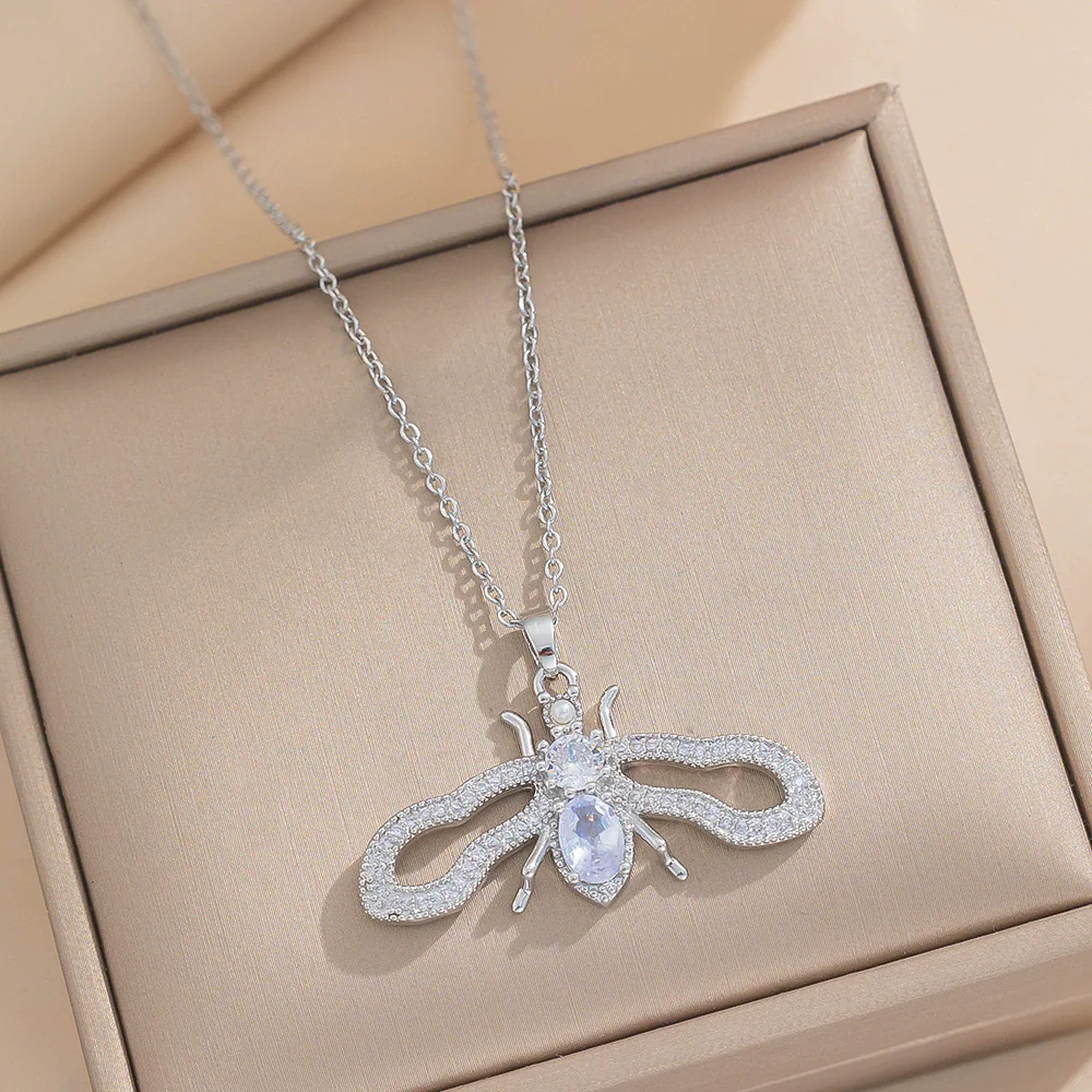 Wholesale Jewelry Light Luxury Copper Zircon Earrings Necklace Set With Real Gold Plated And Cartoon Characters Design - Image 6