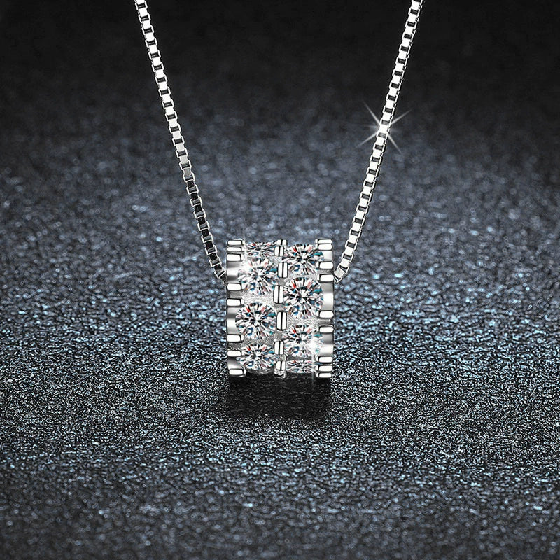Wholesale Jewelry Light Luxury Geometric 925 Sterling Silver And Diamond Pendant Necklace For Women