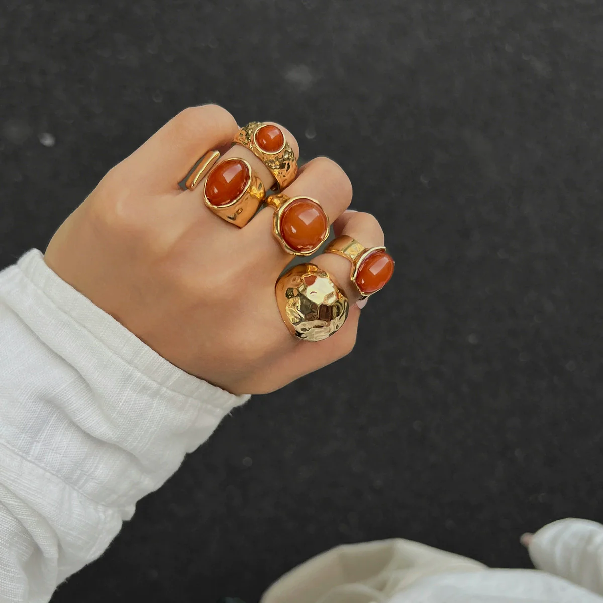 Wholesale Jewelry Light Luxury Geometric Alloy And Acrylic Drill Ring With Electroplating - Image 16