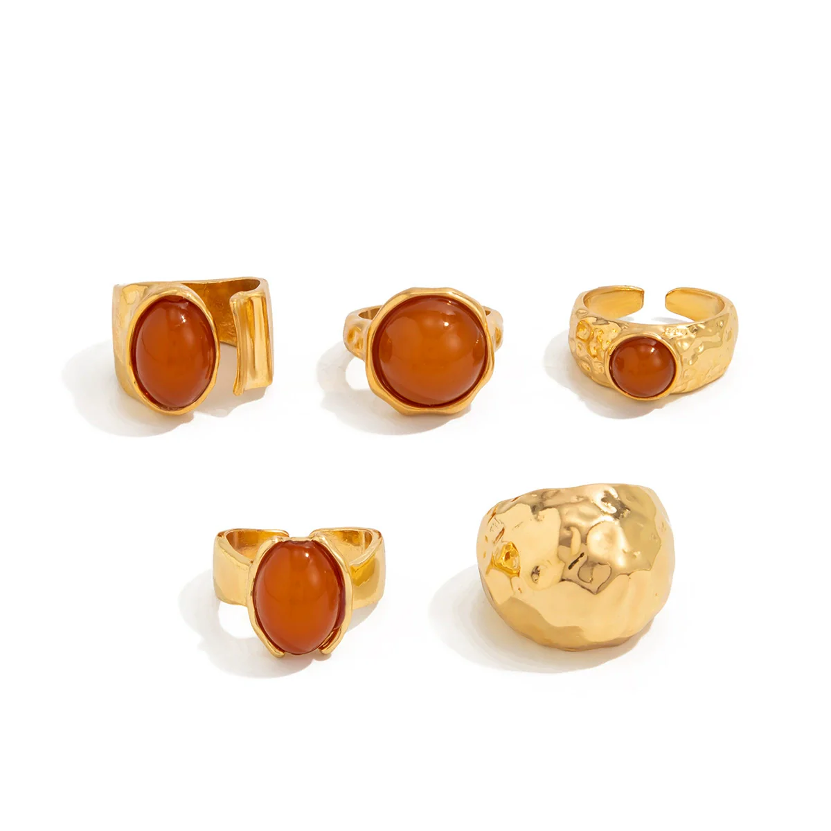 Wholesale Jewelry Light Luxury Geometric Alloy And Acrylic Drill Ring With Electroplating - Image 5